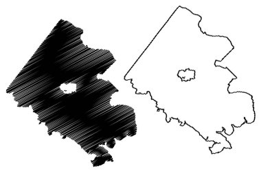 Fairfax County, Virginia Eyaleti (ABD eyaleti, Amerika Birleşik Devletleri, ABD, ABD) harita vektör çizimi, çizim Fairfax haritası