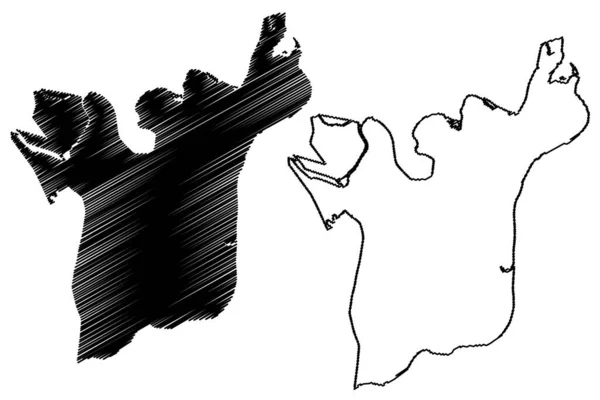 殖民地高地市 弗吉尼亚联邦县 独立城 美国县 地图矢量图 速写草图殖民地高地图 — 图库矢量图片