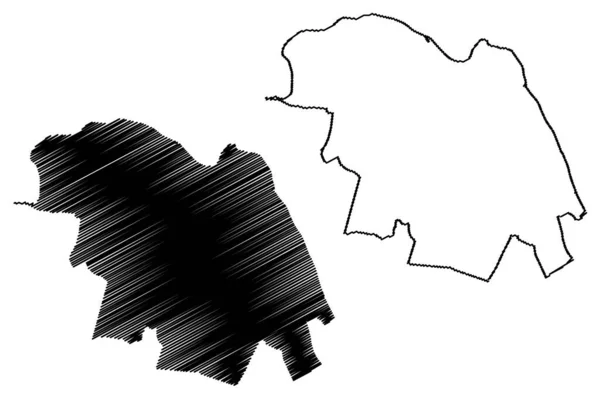 弗雷德里克堡市 弗吉尼亚联邦州 独立城 地图矢量图解 速写草图弗雷德里克堡地图 — 图库矢量图片