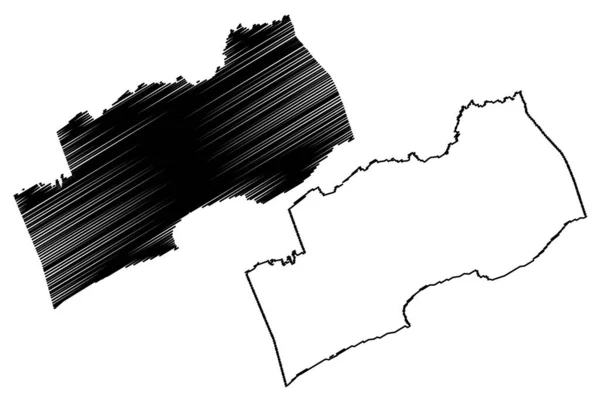 ラッセル郡 バージニア州 アメリカ アメリカ アメリカ アメリカ 地図ベクトル図 スケッチブルなスケッチラッセル地図 — ストックベクタ