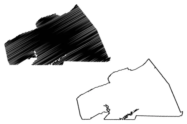 ワシントン郡 バージニア州 アメリカ アメリカ アメリカ アメリカ 地図ベクトル図 スクリブルスケッチワシントン地図 — ストックベクタ
