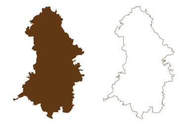 Oberhavel ilçesi (Federal Almanya Cumhuriyeti, kırsal bölge, Brandenburg eyaleti) harita vektör ilüstrasyonu, çizim haritası Oberhavel haritası