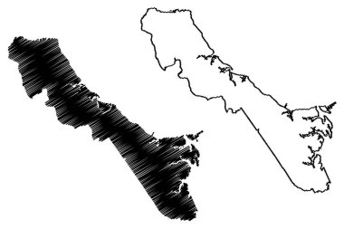 York County, Virginia Eyaleti (ABD, Amerika Birleşik Devletleri, ABD, ABD) harita vektör çizimi, çizim Charles River haritası