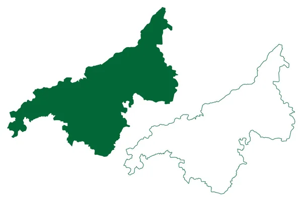 Bellary District Karnataka State Republic Índia Gulbarga Division Map Vector —  Vetores de Stock