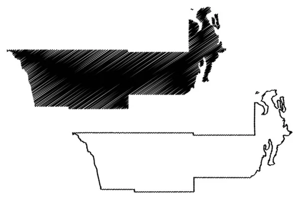 Condado Jefferson Estado Washington Condado Estados Unidos América Mapa Vector — Vector de stock