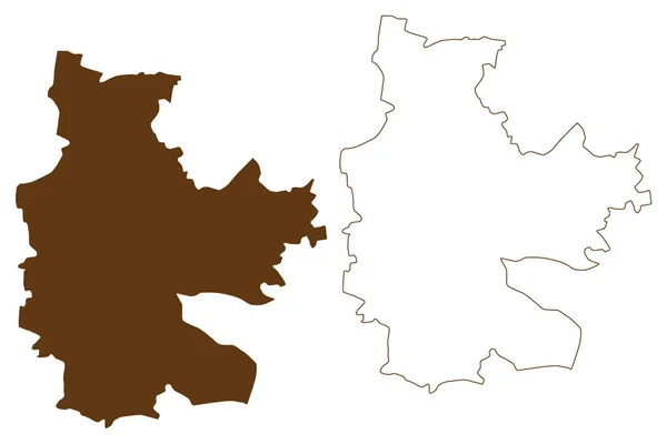 科特布斯市 德意志联邦共和国 勃兰登堡州 地图矢量图解 速写草图 — 图库矢量图片