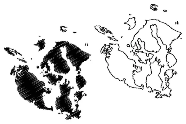 サンフアン郡 ワシントン州 アメリカ アメリカ アメリカ アメリカ アメリカ 地図ベクトル図 スケッチブルなスケッチサンフアン地図 — ストックベクタ