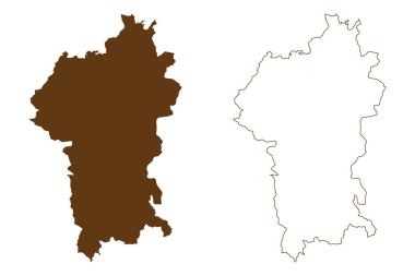 Odenwaldkreis ilçesi (Almanya Federal Cumhuriyeti, Darmstadt kırsal bölgesi, Hessen eyaleti, Hesse, Hessia) harita vektör çizimi, karalama çizimi Odenwaldkreis haritası