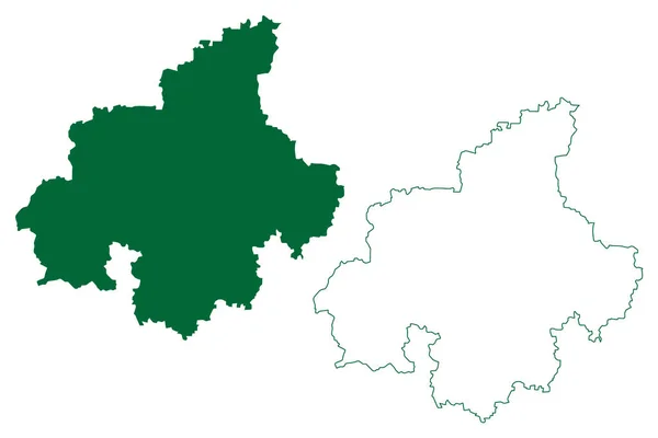 Hassan District Karnataka State Republic Índia Mysore Division Map Vector —  Vetores de Stock