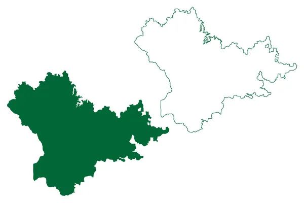 Mysore District Karnataka State Republic India Mysore Division Mapa Vector — Vector de stock