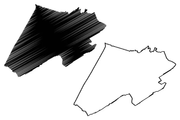 モンロー郡 ウェストバージニア州 アメリカ アメリカ アメリカ アメリカ 地図ベクトル図 スケッチブルなスケッチモンロー地図 — ストックベクタ