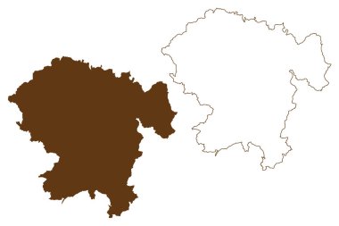 Vogelsbergkreis ilçesi (Almanya Federal Cumhuriyeti, Giessen kırsal bölgesi, Hessen Eyaleti, Hesse, Hessia) harita vektör çizimi, çizim Vogelsbergkreis haritası