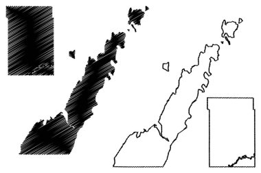 Dunn and Door County, Wisconsin Eyaleti (ABD eyaleti, Amerika Birleşik Devletleri) harita vektör çizimi, çizim haritası