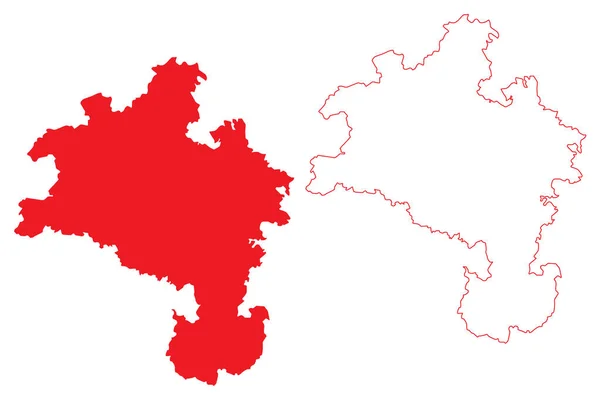 Kassel Região República Federal Alemanha Estado Hessen Hesse Hessia Mapa — Vetor de Stock
