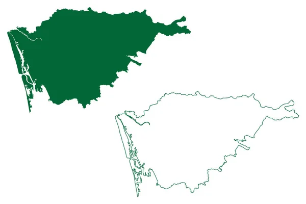Ernakulam District Kerala State Republic India Χάρτης Εικονογράφηση Φορέα Scribble — Διανυσματικό Αρχείο