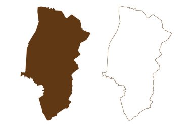 Emsland ilçesi (Almanya Federal Cumhuriyeti, kırsal bölge, Aşağı Saksonya Eyaleti) harita vektör çizimi, çizim Emsland haritası