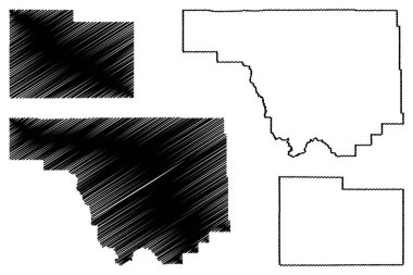 Park ve Laramie County, Wyoming Eyaleti (ABD eyaleti, Amerika Birleşik Devletleri) harita vektör çizimi, çizim haritası