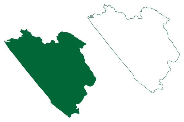 Thiruvananthapuram District Kerala State Republika Indii Mapa Wektor Ilustracja Skecz — Wektor stockowy