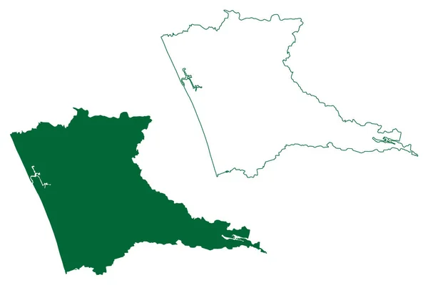 スリスール地区 インド共和国ケーララ州 地図ベクトル図 スケッチブック Trichur Map — ストックベクタ