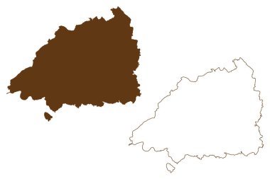 Northeim ilçesi (Almanya Federal Cumhuriyeti, kırsal bölge, Aşağı Saksonya Eyaleti) harita vektör çizimi, çizim Northeim haritası