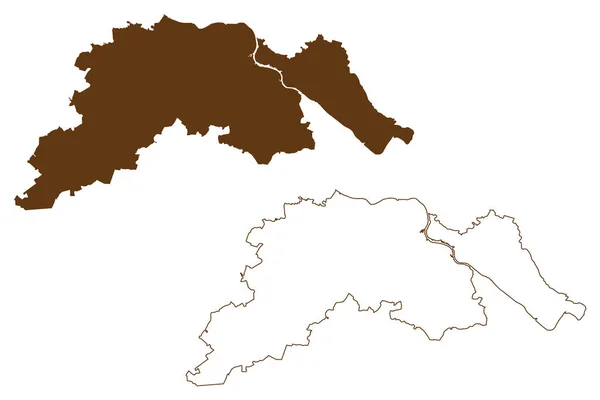 ルネブルク郡 ドイツ連邦共和国 ニーダーザクセン州 地図ベクトル図 スクリプトスケッチルネブルク地図 — ストックベクタ
