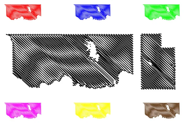 Иллюстрация Векторной Карты Округа Чокто Каддо Штат Оклахома Округ Сша — стоковый вектор