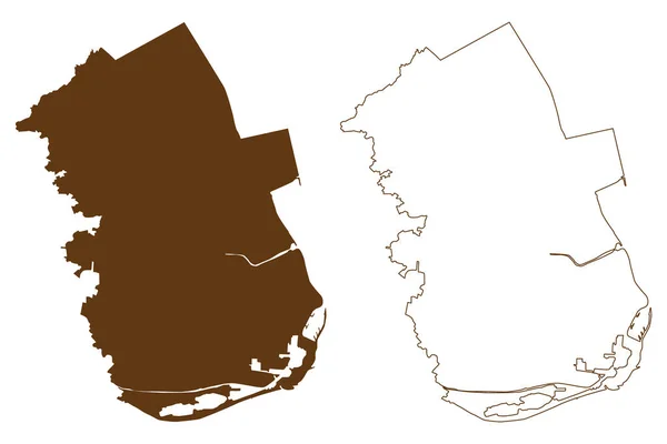 Wilhelmshaven Stad Förbundsrepubliken Tyskland Stadsdelen Delstaten Niedersachsen Karta Vektor Illustration — Stock vektor