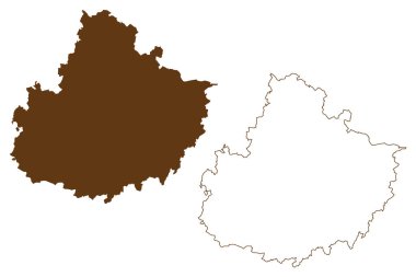 Mecklenburgische Seenplatte ilçesi (Federal Almanya Cumhuriyeti, kırsal bölge, Mecklenburg-Vorpommern Eyaleti, Batı Pomerania veya Batı) harita vektör çizimi, çizim haritası