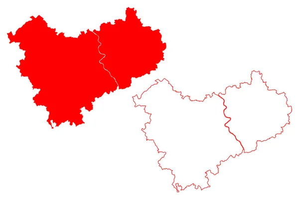 Kölnregionen Förbundsrepubliken Tyskland Delstaten Nordrhein Westfalen Nrw Landschaftsverband Rheinland Karta — Stock vektor