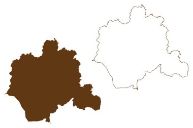 Lippe ilçesi (Federal Almanya Cumhuriyeti, Kuzey Ren-Vestfalya Eyaleti, NRW, Detmold bölgesi) harita vektör çizimi, karalama Lippe haritası