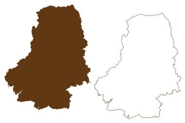 Markischer ilçesi (Almanya Federal Cumhuriyeti, Kuzey Ren-Vestfalya Eyaleti, NRW, Arnsberg bölgesi) harita vektör çizimi, çizim Markischer Kreis haritası