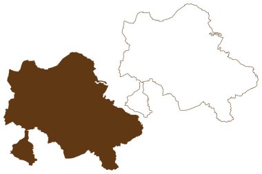 Recklinghausen ilçesi (Almanya Federal Cumhuriyeti, Kuzey Ren-Vestfalya Eyaleti, NRW, Munster bölgesi) harita vektör çizimi, çizim çizimi Recklinghausen haritası