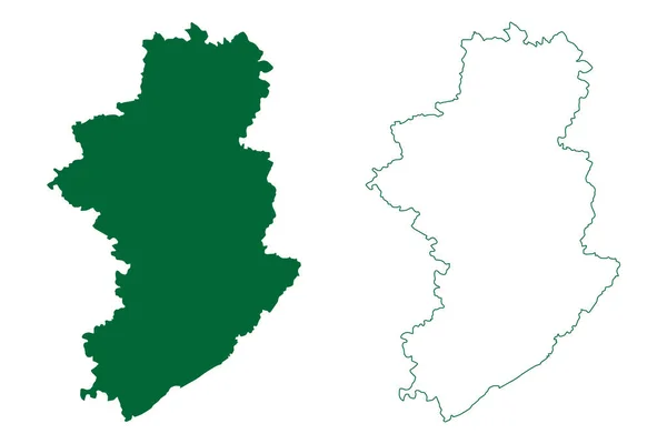 ダマー地区 インド サガル州 マディヤ プラデーシュ州 地図ベクトル図 スケッチブック ダマー地図 — ストックベクタ