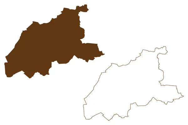Viersen区 德意志联邦共和国 北莱茵 威斯特法伦州 Nrw 杜塞尔多夫州 地图矢量图解 速写草图Viersen地图 — 图库矢量图片
