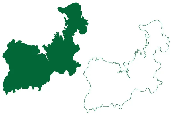 Mandsaur Distrikt Madhya Pradesh State Ujjain Division Republiken Indien Karta — Stock vektor