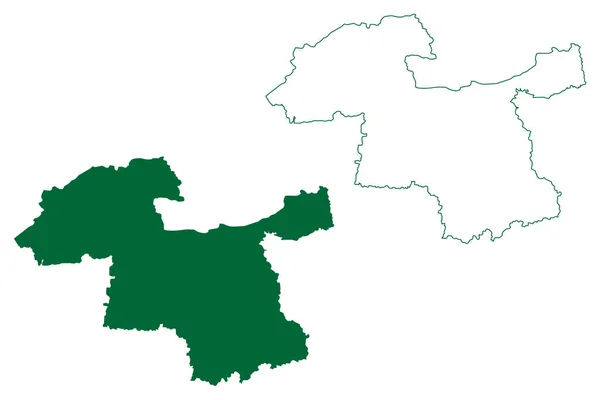 Distrito Amravati Estado Maharashtra República Índia Mapa Ilustração Vetorial Esboço —  Vetores de Stock