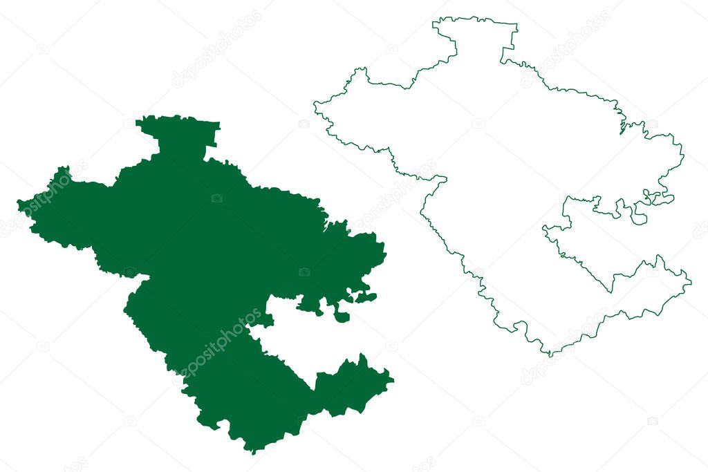 Ahmednagar district (Maharashtra State, Nashik Division, Republic of India) map vector illustration, scribble sketch Ahmednagar map