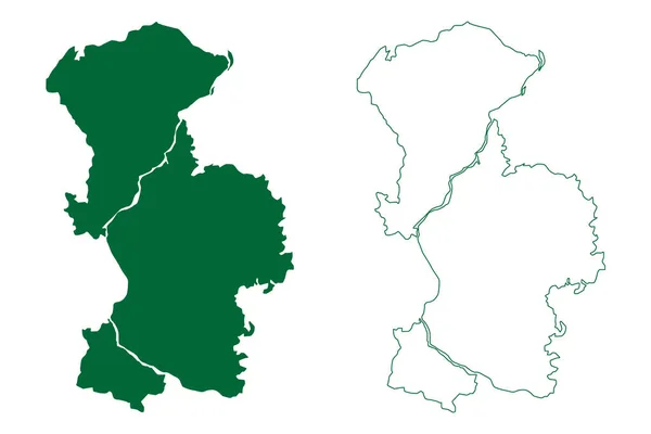 Карта Округа Бхандара Штат Махараштра Отделение Нагпур Республика Индия Векторная — стоковый вектор