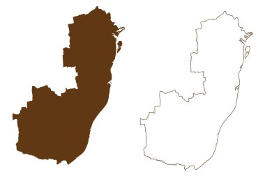 Germersheim ilçesi (Almanya Federal Cumhuriyeti, Rhineland-Palatinate eyaleti) harita vektör çizimi, çizim çizimi Germersheim haritası