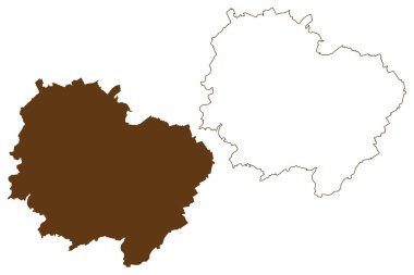 Donnersbergkreis ilçesi (Almanya Federal Cumhuriyeti, Rhineland-Palatinate eyaleti) harita vektör çizimi, karalama çizimi Donnersbergkreis harita