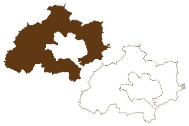 Kaiserslautern ilçesi (Almanya Federal Cumhuriyeti, Rhineland-Palatinate eyaleti) harita vektör çizimi, karalama çizimi Kaiserslautern harita