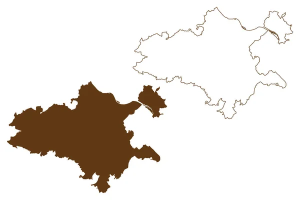 Mayen Koblenz Distrikt Förbundsrepubliken Tyskland Delstaten Rheinland Pfalz Karta Vektor — Stock vektor
