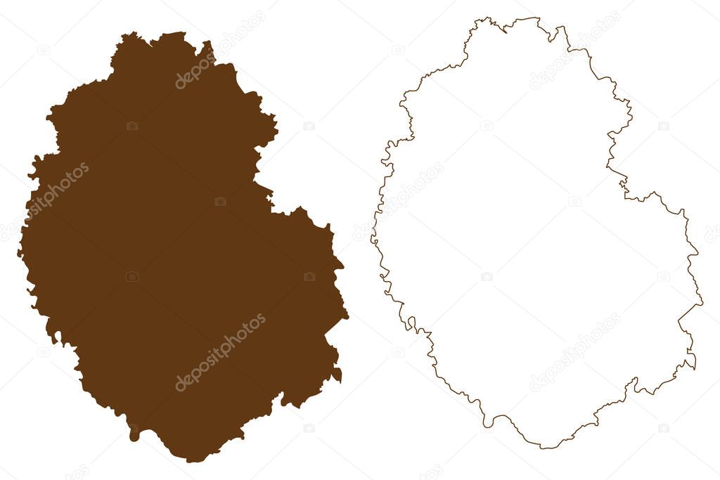 Bitburg-Prum district (Federal Republic of Germany, State of Rhineland-Palatinate) map vector illustration, scribble sketch Eifelkreis Bitburg Prum map