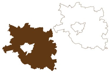 Sudwestpfalz ilçesi (Almanya Federal Cumhuriyeti, Rhineland-Palatinate eyaleti) harita vektör çizimi, karalama çizimi Suedwestpfalz haritası
