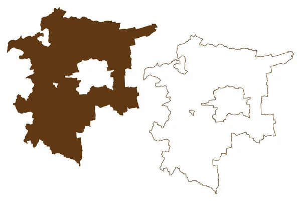 Sudliche Weinstrasse District República Federal Alemanha Estado Renânia Palatinado Map —  Vetores de Stock