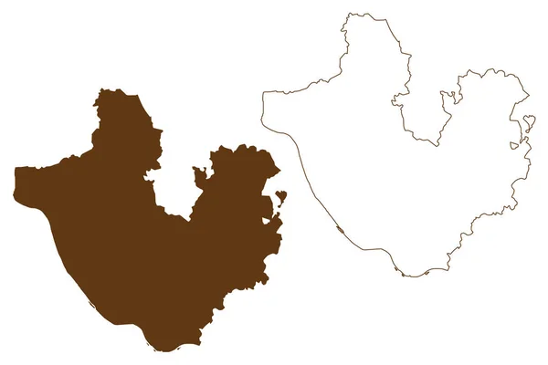 Neuwied District República Federal Alemania Estado Renania Palatinado Mapa Vector — Archivo Imágenes Vectoriales