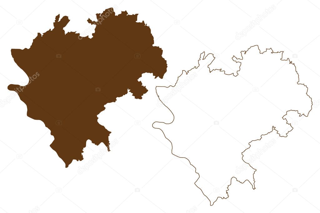 Rhein-Lahn-Kreis district (Federal Republic of Germany, State of Rhineland-Palatinate) map vector illustration, scribble sketch Rhein Lahn Kreis map