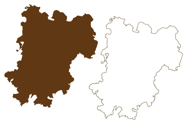 Westerwaldkreis District República Federal Alemania Estado Renania Palatinado Mapa Vector — Vector de stock