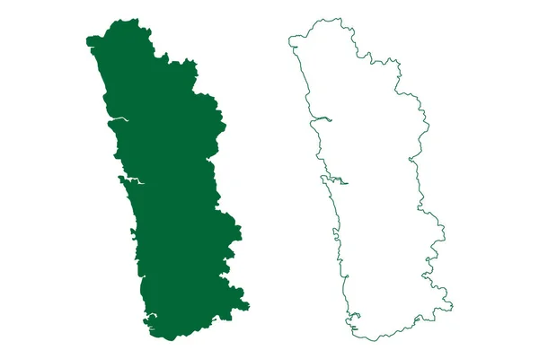 Ratnagiri区 印度共和国Konkan省Maharashtra邦 地图矢量图解 速写草图Ratnagiri地图 — 图库矢量图片