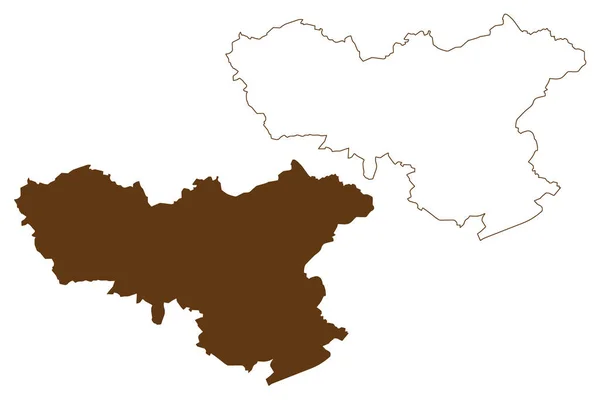 Neunkirchen Ilçesi Almanya Federal Cumhuriyeti Saarland Eyaleti Kırsal Bölge Harita — Stok Vektör